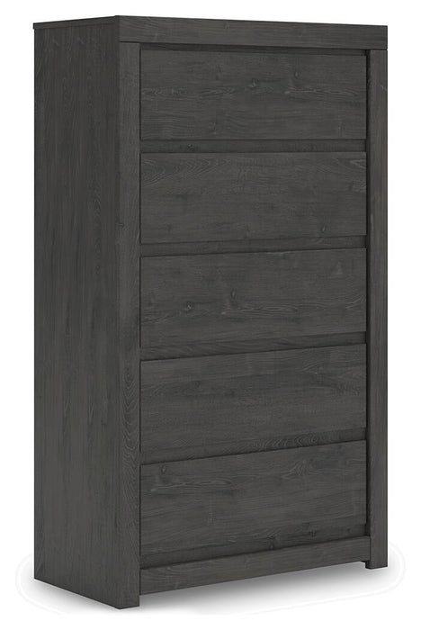 Fraluna Queen Panel Storage Bed, Dresser, Mirror, Chest and Nightstand