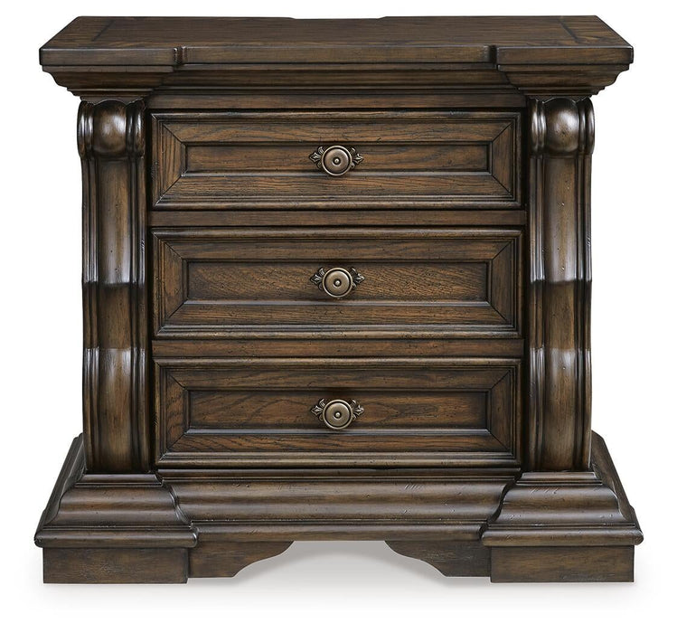 Maylee Queen Canopy Bed, Dresser, Mirror, Chest and Nightstand