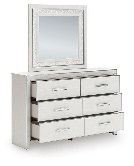 Zuraleus Queen Upholstered Panel Bed, Dresser, Mirror and Nightstand
