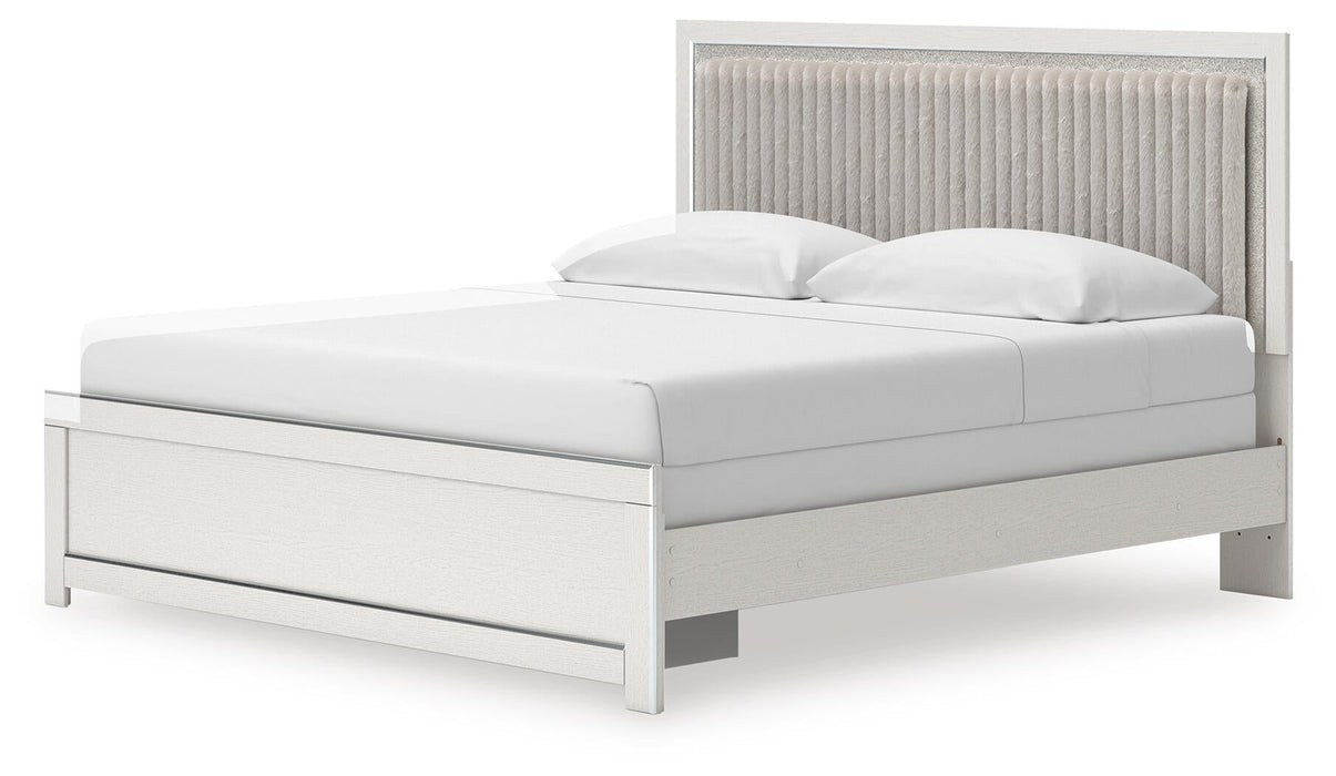 Zuraleus King Upholstered Panel Bed, Dresser, Mirror, Chest and Nightstand