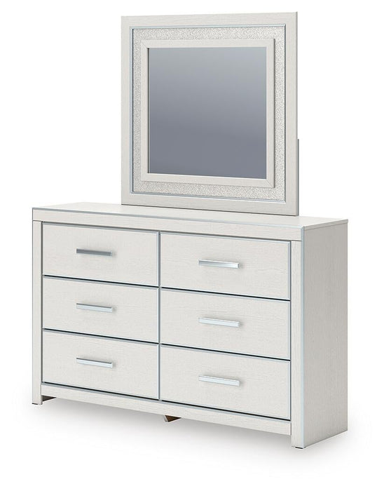 Zuraleus King Upholstered Panel Platform Bed, Dresser, Mirror and Nightstand