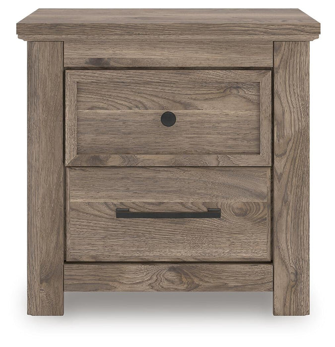 Rusticott Queen Panel Bed with Mirrored Dresser and Nightstand