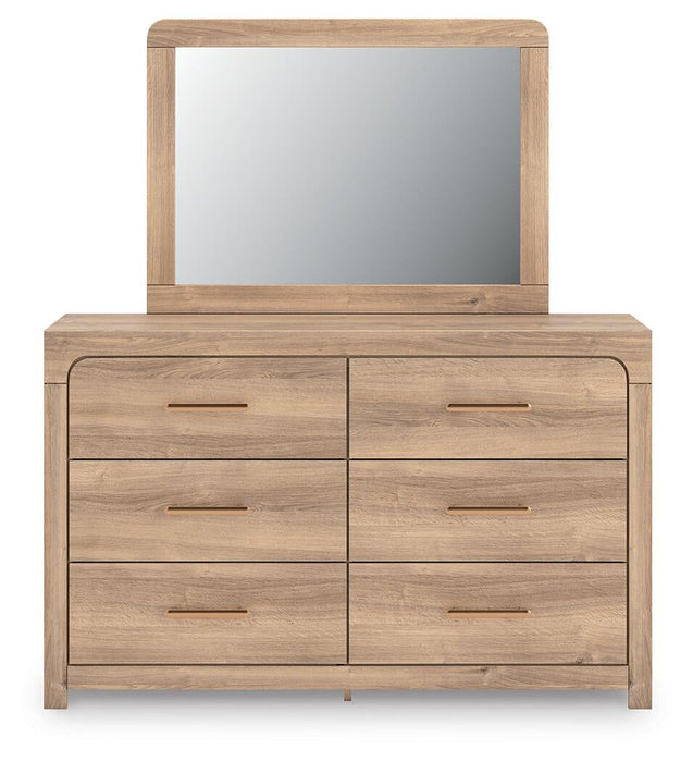 Kinlanni Queen Upholstered Platform Bed, Dresser, Mirror and Nightstand